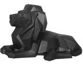 Lion en résine mat Origami (Noir)