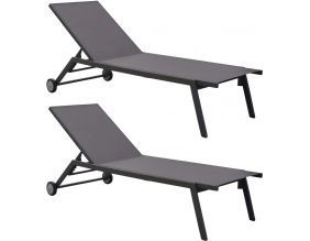 Lit de jardin en aluminium Florence (Lot de 2) (Gris)