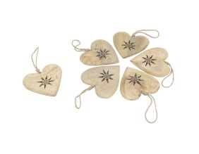 Cœurs en manguier Edelweiss (Lot de 6)