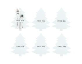 Porte-couverts de noel en feutrine (Lot de 24) (Blanc)