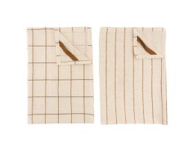 Torchons en coton FLEX (Carreaux Fins beige)