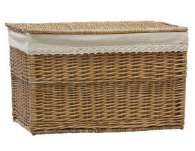 Malle de rangement en éclisse marron et coton (Grand modèle)