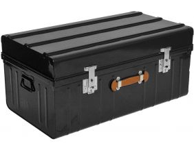 Malle métallique noire avec poignée en polyuréthane (160 litres)