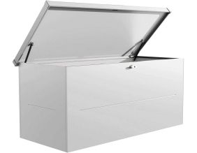 Malle de rangement en acier gris clair Nevio (180 cm)