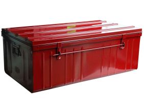 Malle de rangement en métal rouge (175 litres)