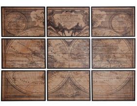 Mappemonde en bois 9 cadres
