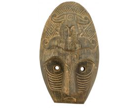 Masque ethnique en bois patiné