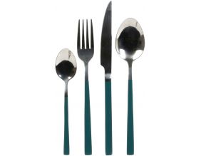 Ménagère 16 pièces en inox manche coloré (Vert)