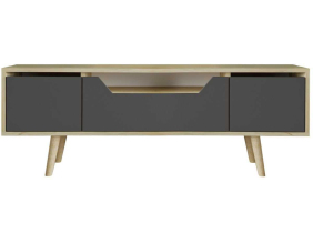 Meuble TV en aggloméré 150 x 29.8 x 53 cm Roma (Anthracite et chêne)