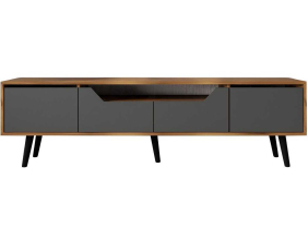 Meuble TV en aggloméré 180 x 29.8 x 48 cm Roma (Anthracite et noyer)