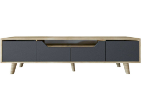 Meuble TV en aggloméré 180 x 29.8 x 48 cm Roma (Anthracite et chêne)