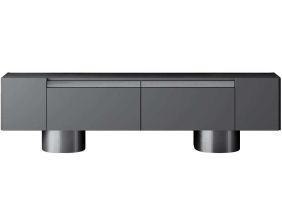 Meuble TV en aggloméré et métal Bohem (Anthracite et Argenté)