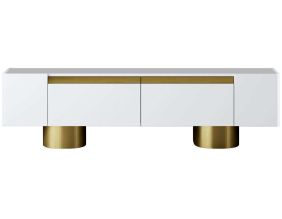 Meuble TV en aggloméré et métal Bohem (Blanc et Doré)