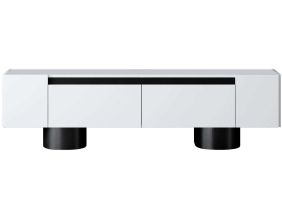 Meuble TV en aggloméré et métal Bohem (Blanc et Noir)