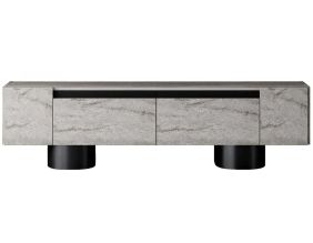Meuble TV en aggloméré et métal Bohem (Travertine et Noir)