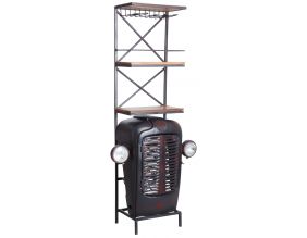 Meuble bar tracteur en acacia et métal (Noir)