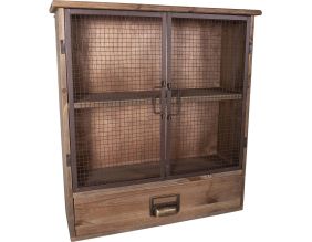 Meuble en bois 2 portes grillagées avec 1 tiroir 50 x 16 x 54 cm