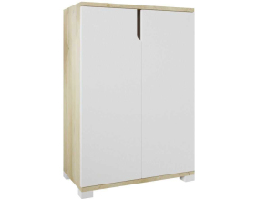 Meuble à chaussures 2 portes en aggloméré Venedik (Blanc et chêne)