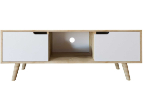 Meuble TV 2 portes en aggloméré Siena (Blanc et chêne)