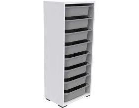 Meuble de rangement 8 tiroirs Cara (Blanc et gris)