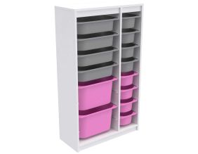 Meuble de rangement 14 tiroirs Montana (Blanc, gris et rose)