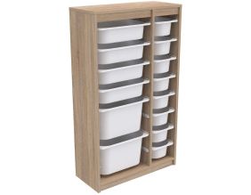 Meuble de rangement 14 tiroirs Montana (Sonomo et blanc)