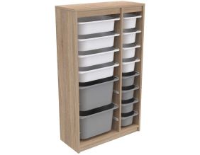 Meuble de rangement 14 tiroirs Montana (Sonomo, blanc et bleu)