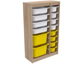 Meuble de rangement 14 tiroirs Montana (Sonomo, blanc et jaune)