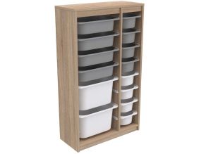 Meuble de rangement 14 tiroirs Montana (Sonomo, gris et blanc)