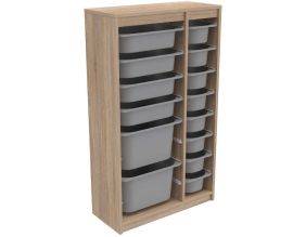 Meuble de rangement 14 tiroirs Montana (Sonomo et gris)