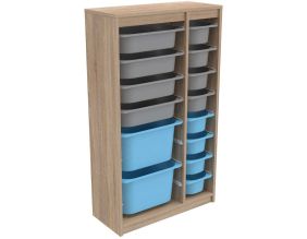 Meuble de rangement 14 tiroirs Montana (Sonomo, gris et bleu)