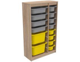 Meuble de rangement 14 tiroirs Montana (Sonomo, gris et jaune)