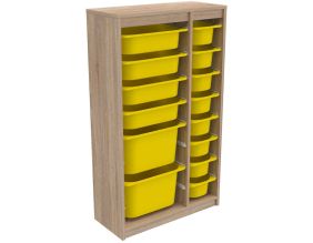 Meuble de rangement 14 tiroirs Montana (Sonomo et jaune)