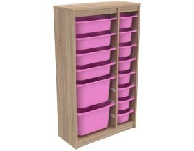 Meuble de rangement 14 tiroirs Montana (Sonomo et rose)