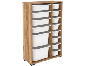 Meuble de rangement 14 tiroirs Rine (Noyer et blanc)