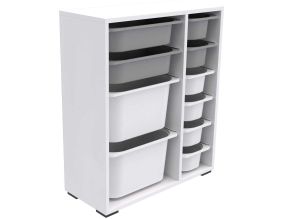 Meuble de rangement 10 tiroirs Zen (Blanc et gris 3)