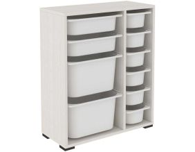 Meuble de rangement 10 tiroirs Zen (Blanc pierre de lune et blanc)
