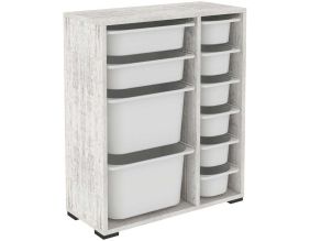 Meuble de rangement 10 tiroirs Zen (Bois blanc et blanc)