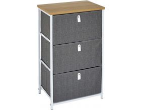 Meuble de rangement tiroirs en tissu plateau en bois (3 tiroirs)