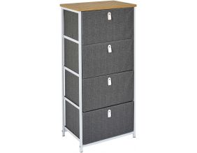 Meuble de rangement tiroirs en tissu plateau en bois (4 tiroirs)
