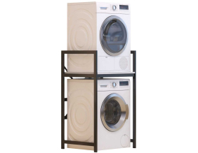 Meuble de superposition machine à laver seche-linge Cindy (Noir et blanc)