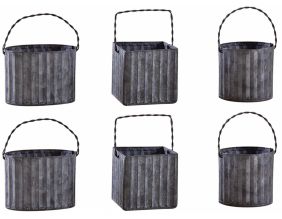 Mini cache-pot en métal galvanisé ondulé (Lot de 6)