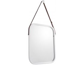 Miroir carré en bambou à suspendre Idyllic (Blanc)