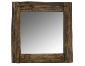 Miroir carré en bois recyclé rustique (Carrée)