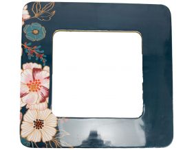 Miroir carré en métal imprimé floral 50 cm
