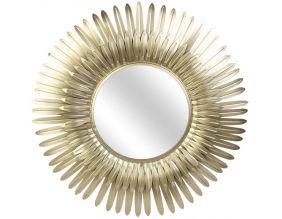 Miroir plumes en métal doré 53 cm