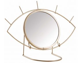 Miroir à poser oeil en métal doré