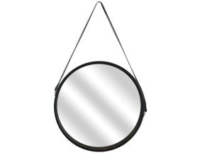 Miroir rond 40 cm avec anse en polyuréthane (Noir)