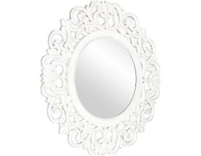 Miroir rond en bois sculpté blanc 60 cm