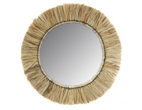 Miroir rond en jonc naturel